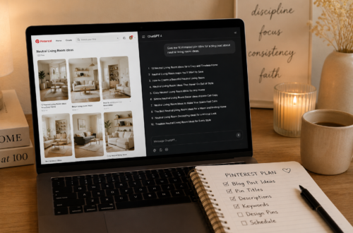 pinterest content planning on a laptop