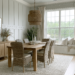 Dining room with updated accent wall of board and batten.