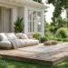 floating deck with natural wood