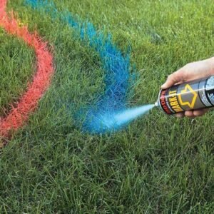 marking lines on grass for a diy paver patio