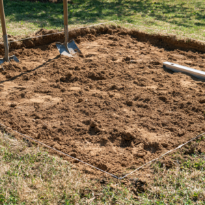 excavating soil for a diy paver patio