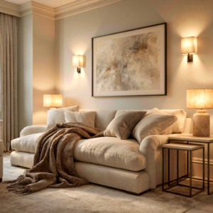 table lamps and wall sconces showing layered lighting