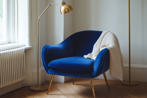 accent chair in luminous blue statement chair