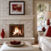 Living room with red accent colors