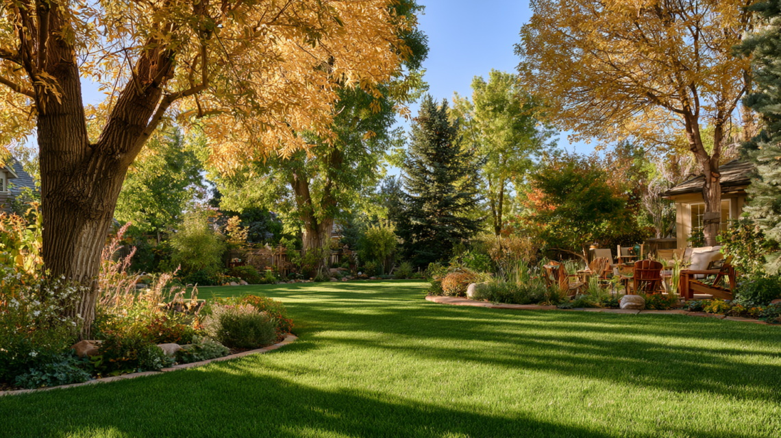 beautiful yard after fall cleanup