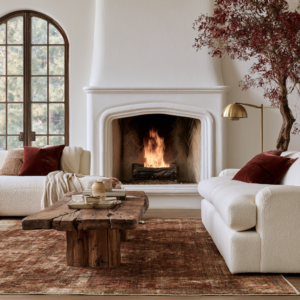 layered reds in living room