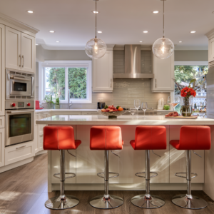 rethinking red with red barstools