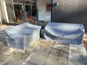 covering patio furniture to prepare for fall and winter